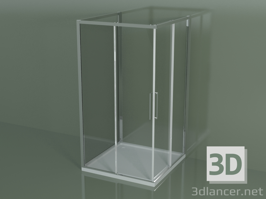 3d model Shower cubicle ZA + ZA + ZG 110, 3-sided with sliding corner door - preview