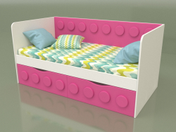 2 दराज वाले बच्चों के लिए सोफा बेड (गुलाबी)