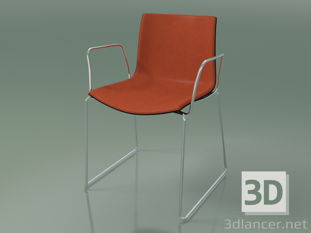 3d model Chair 0468 (on rails with armrests, with front trim, polypropylene PO00109) - preview