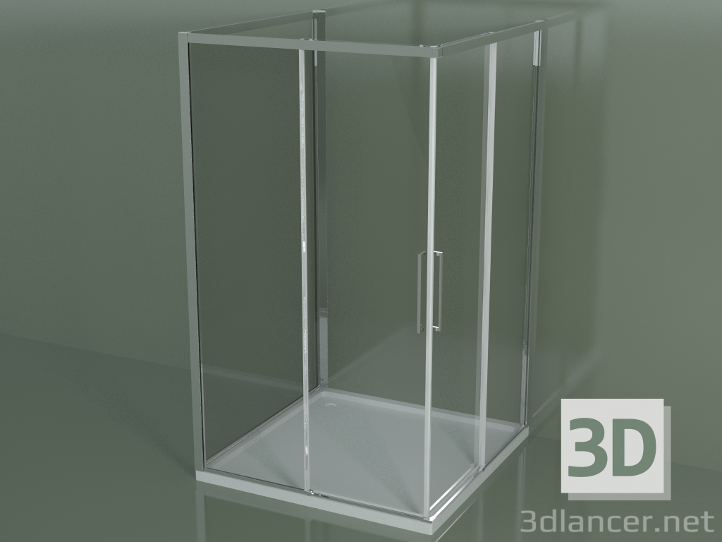 modello 3D Box doccia ZA + ZA + ZG 120, 3 lati con porta scorrevole ad angolo - anteprima