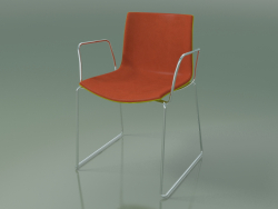 Stuhl 0468 (auf Schienen mit Armlehnen, mit Frontverkleidung, Polypropylen PO00118)