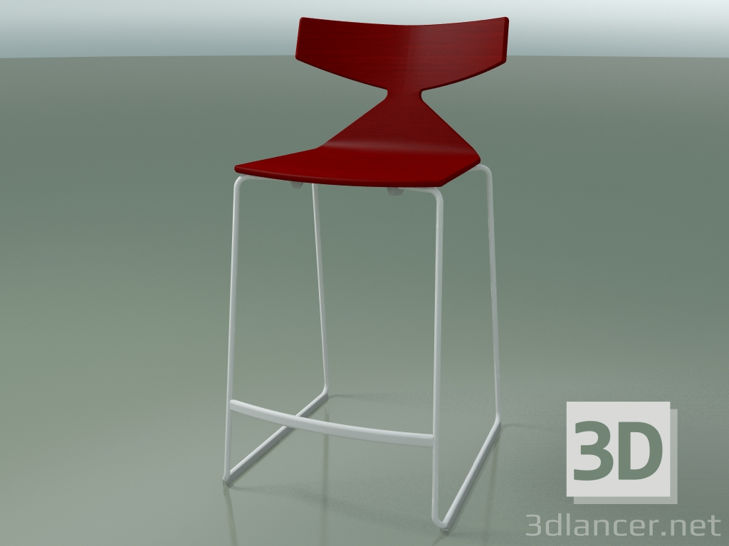 3d model Stackable Bar Stool 3703 (Red, V12) - preview