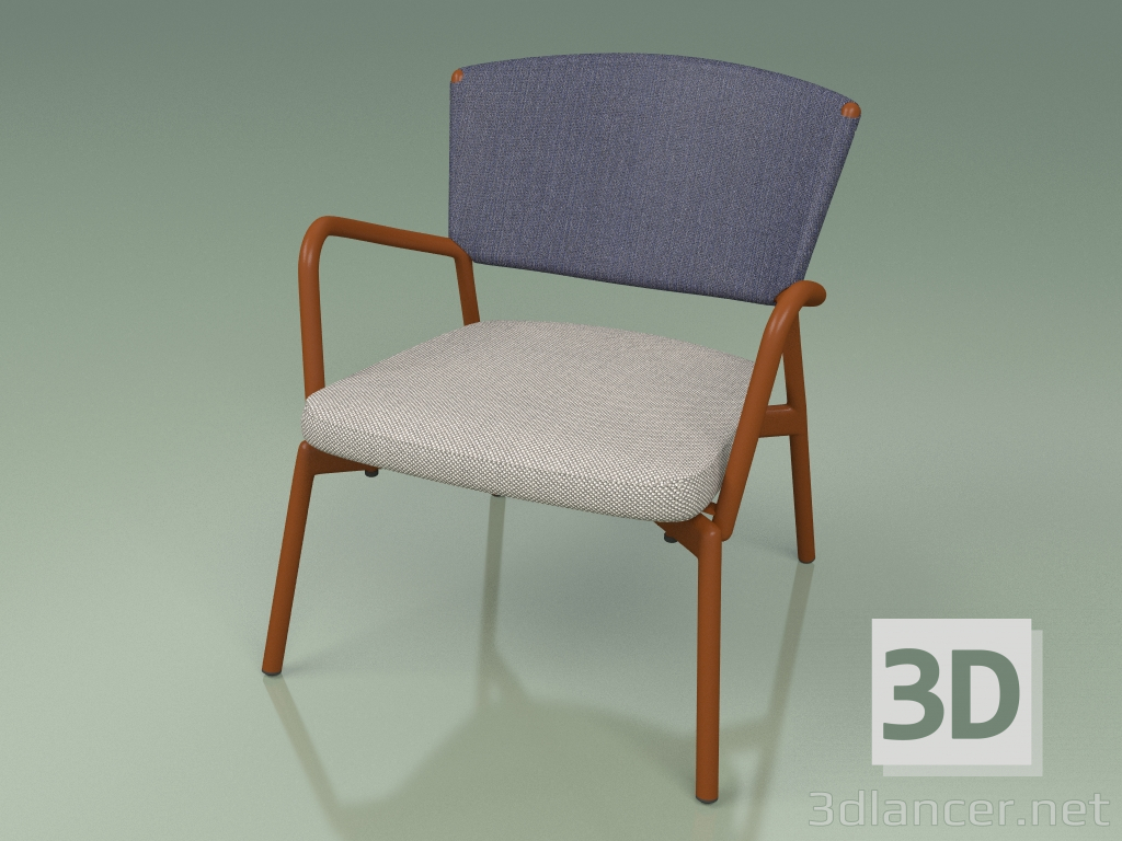 3d model Sillón con asiento blando 027 (Metal Rust, Batyline Blue) - vista previa