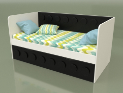 Sofá cama para niños con 2 cajones (Negro)