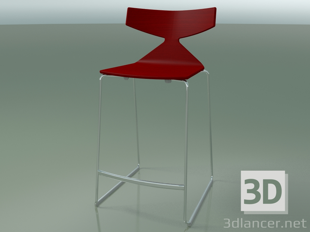 modello 3D Sedia impilabile bar 3703 (rosso, CRO) - anteprima