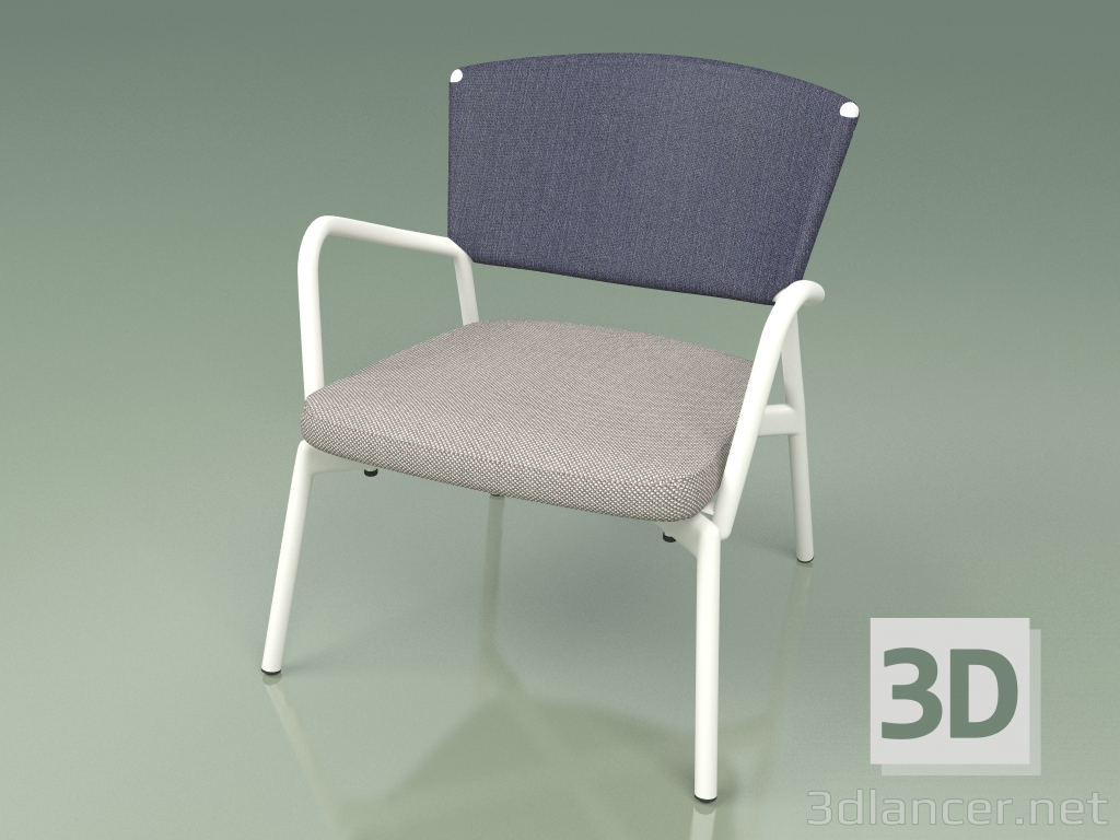 3d model Sillón con asiento blando 027 (Metal Milk, Batyline Blue) - vista previa