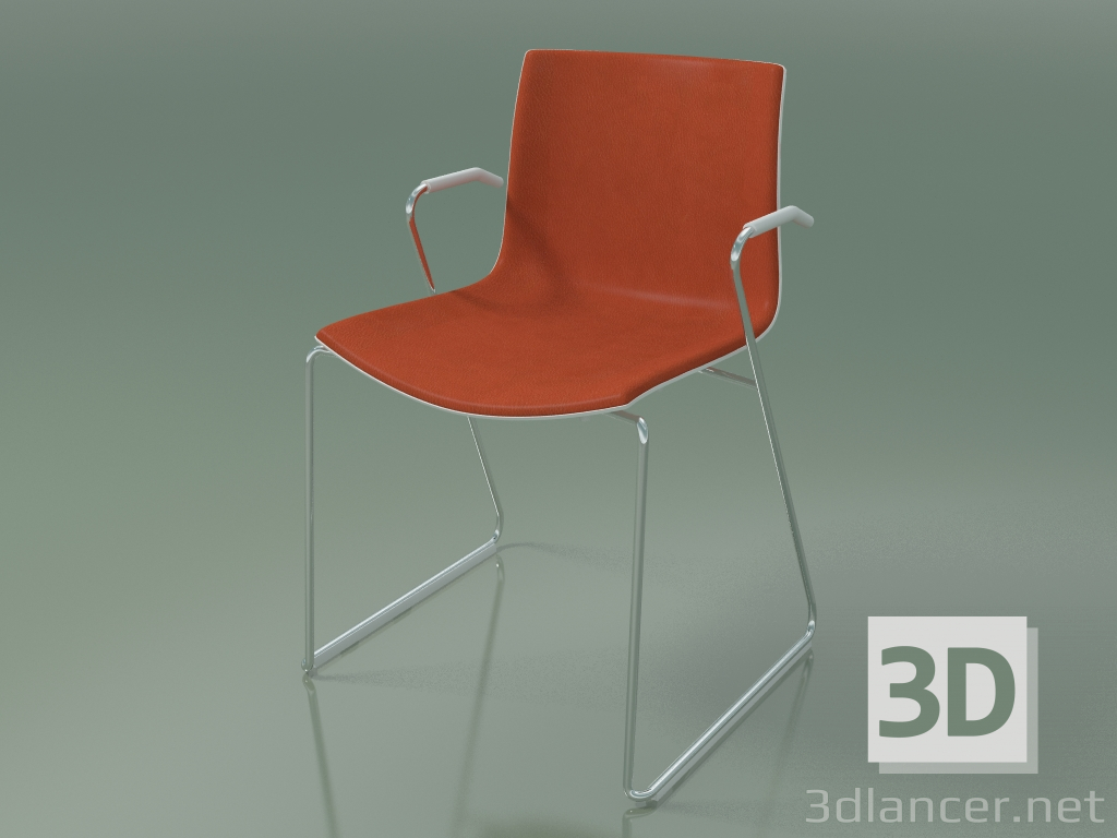 3D Modell Stuhl 0470 (auf Schienen mit Armlehnen, mit Frontverkleidung, Polypropylen PO00101) - Vorschau