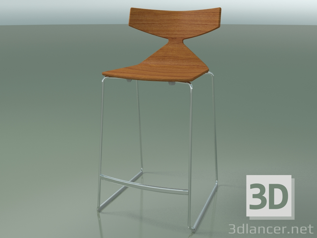 3D Modell Stapelbarer Barhocker 3703 (Teak-Effekt, CRO) - Vorschau