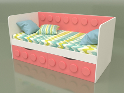 Sofá-cama para crianças com 2 gavetas (Coral)