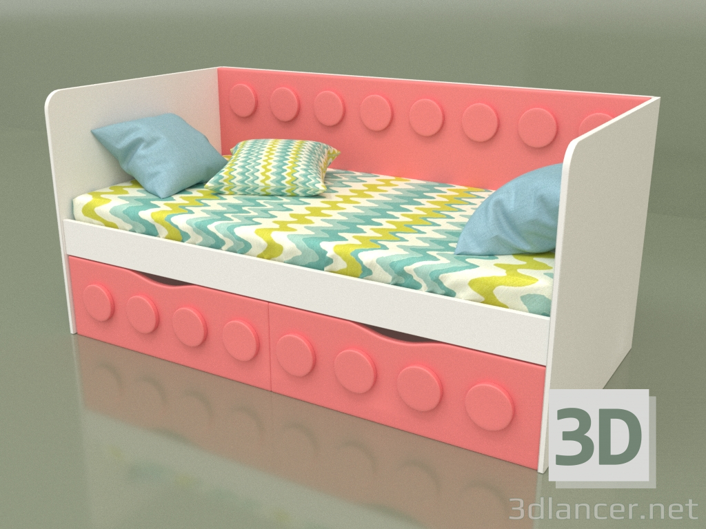 3D modeli 2 çekmeceli çocuk çekyat (Mercan) - önizleme