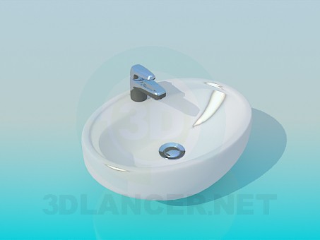 3d модель Невеликий умивальник з краном – превью 3d модель Невеликий умивальник з краном – превью