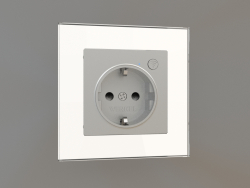 Smart recessed socket with grounding and protective shutters (silver)