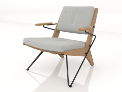 Lounge chair with a metal frame (natural oak)