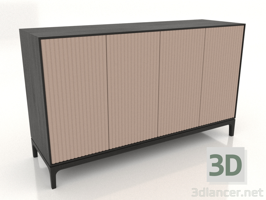 3D modeli TV sehpası FARGO frezelenmiş cepheli 1600x500x950 mm (bej, siyah meşe, seçenek 4) - önizleme