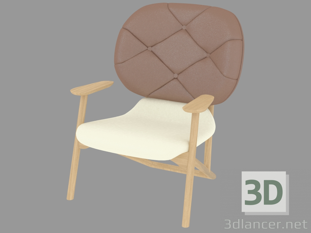 3D Modell Stuhl mit Lederrücken - Vorschau