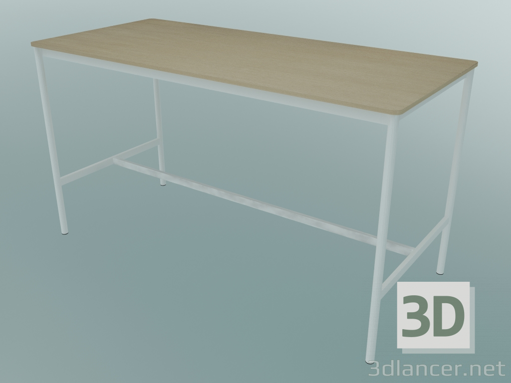 modello 3D Tavolo rettangolare Base alto 85x190x105 (rovere, bianco) - anteprima