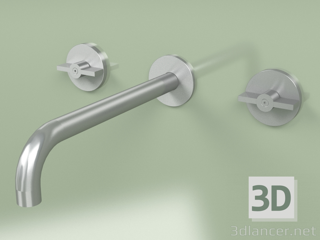 modello 3D Set da parete di 2 miscelatori separati con bocca (19 11 V, AS) - anteprima
