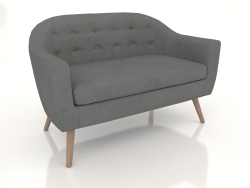 Sofa Florence 2-seater (dark gray - colored buttons)