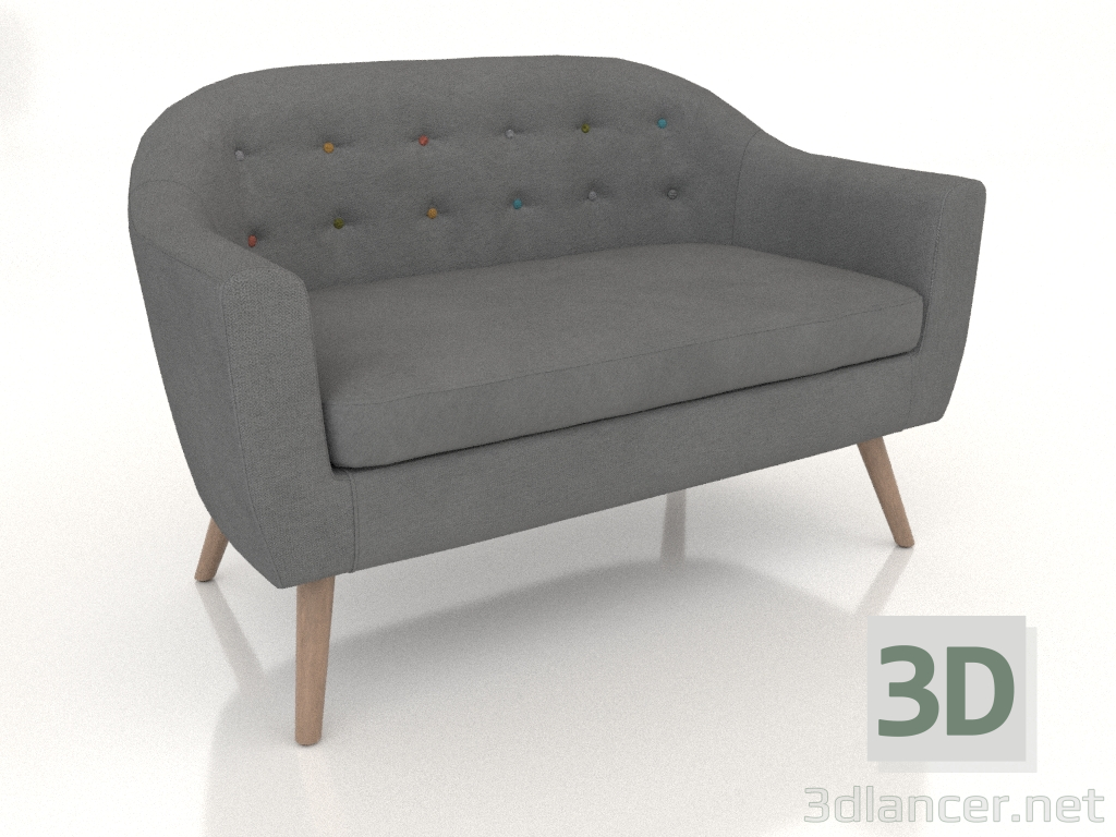 modello 3D Divano Florence 2 posti (grigio scuro - bottoni colorati) - anteprima