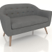 3D Modell Sofa Florence 2-Sitzer (dunkelgrau - farbige Knöpfe) - Vorschau