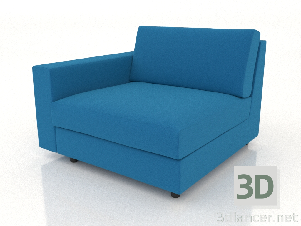 3D modeli Sol kolçaklı tek kişilik kanepe modülü 83 - önizleme