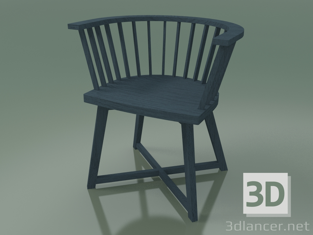 3d model Media silla redonda (24, azul) - vista previa
