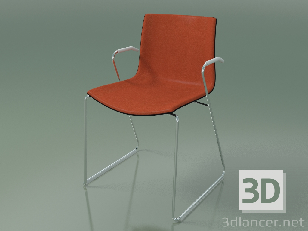 3D Modell Stuhl 0470 (auf Schienen mit Armlehnen, mit Frontverkleidung, Polypropylen PO00109) - Vorschau