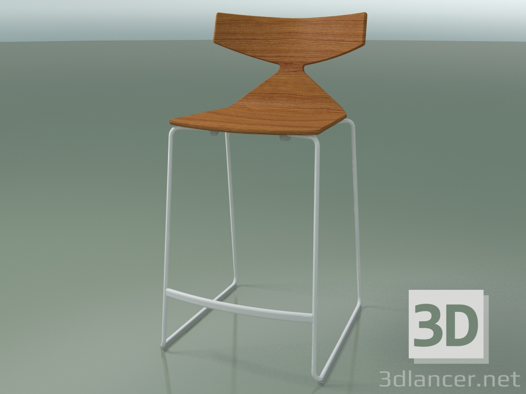 3D Modell Stapelbarer Barhocker 3703 (Teak-Effekt, V12) - Vorschau