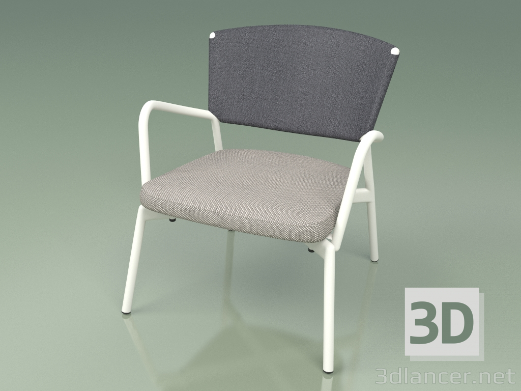 3d model Sillón con asiento blando 027 (Metal Milk, Batyline Grey) - vista previa