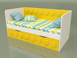 2 दराज वाले बच्चों के लिए सोफा बेड (पीला)