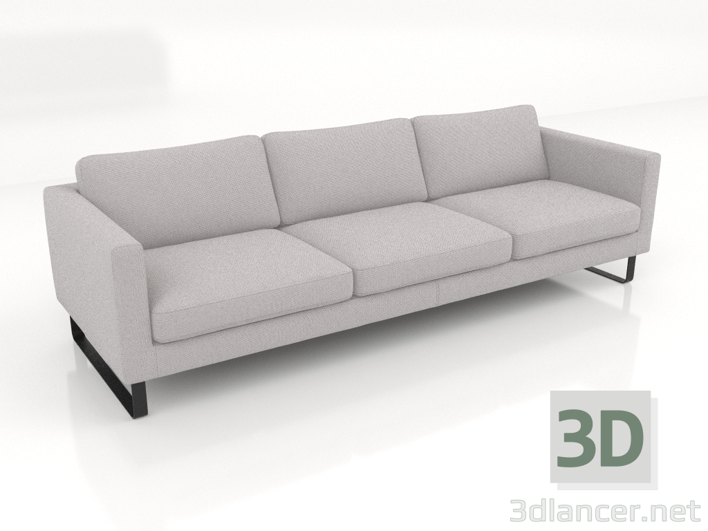 modèle 3D Canapé 4 places (pieds métal, tissu) - preview