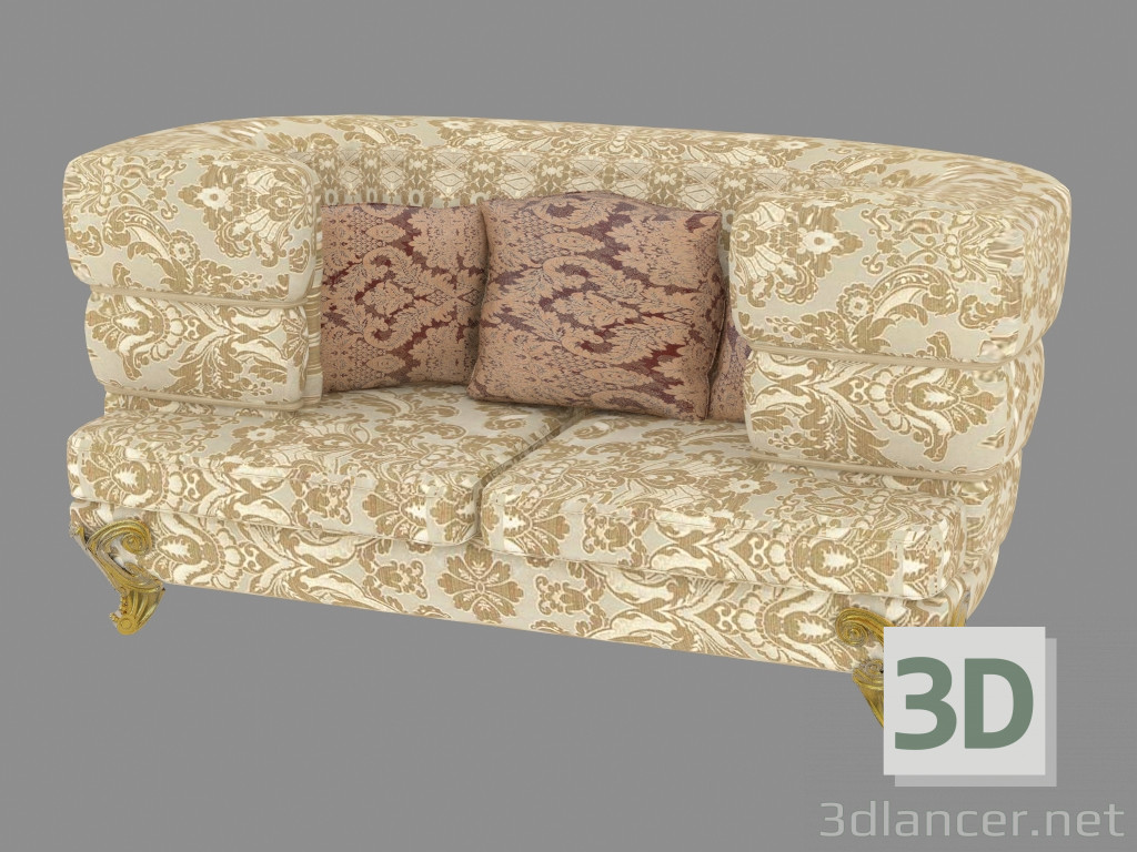 3D Modell Klassisches Doppel-Sofa (TC401) - Vorschau