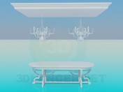 Dining table with chandeliers