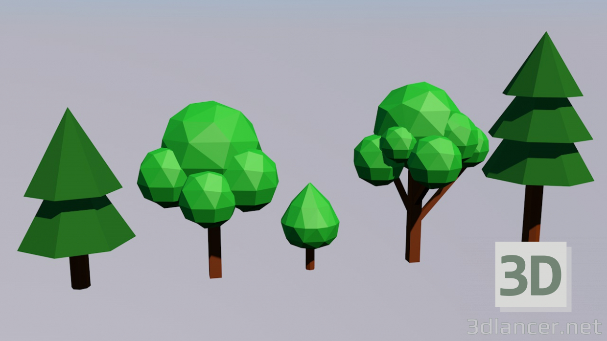 3d model Lowpoly trees - preview