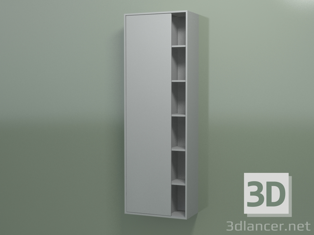 Modelo 3d Armário de parede com 1 porta esquerda (8CUCECS01, Cinza prateado C35, L 48, P 24, H 144 cm) - preview