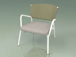 Armchair with soft seat 027 (Metal Milk, Batyline Olive)