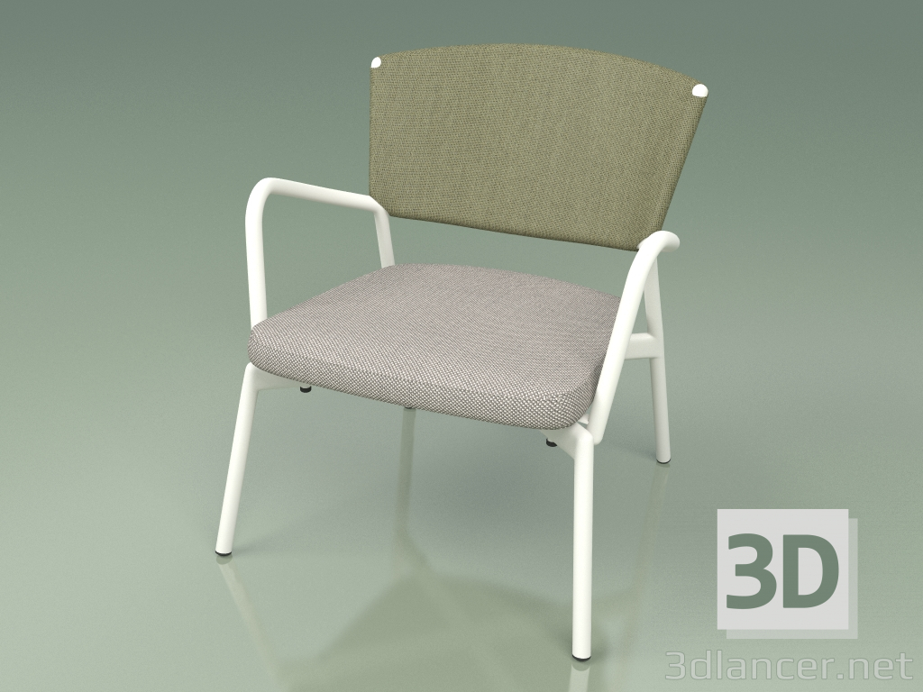 3d model Sillón con asiento blando 027 (Metal Milk, Batyline Olive) - vista previa