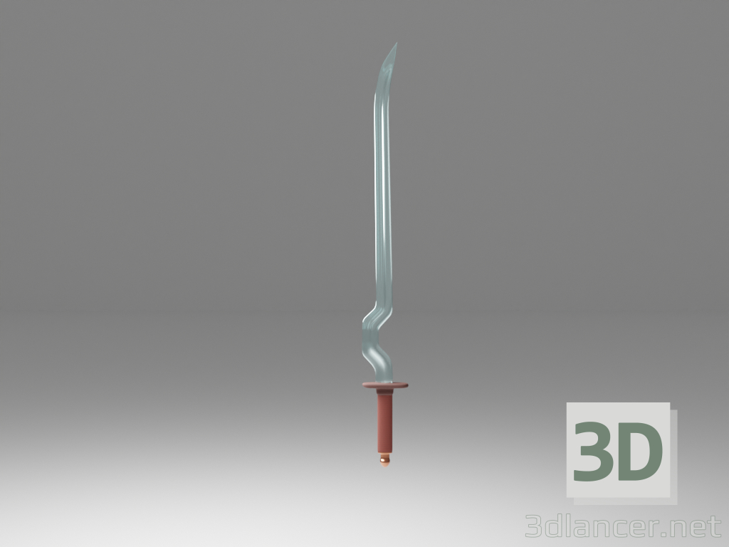 3D kavisli kılıç modeli satın - render