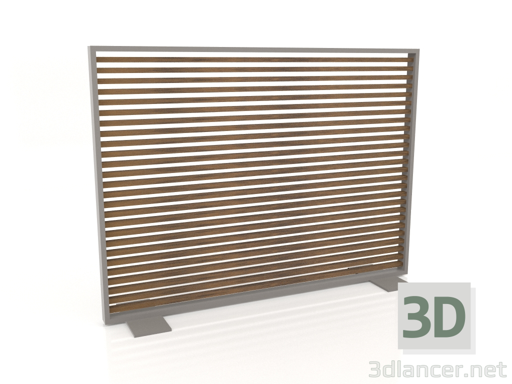 modello 3D Parete divisoria in legno artificiale e alluminio 150x110 (Teak, Grigio quarzo) - anteprima