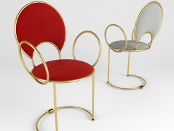 Chair with delicate looped armrests