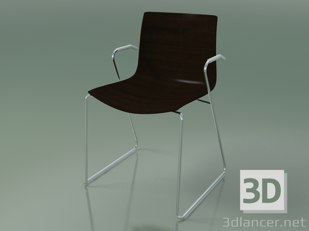Modelo 3d Cadeira 0387 (sobre trilhos com braços, sem estofamento, wenge) - preview