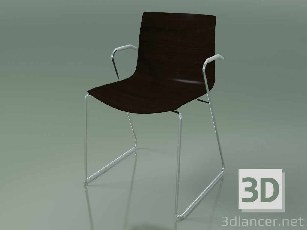 3d model Chair 0387 (on rails with armrests, without upholstery, wenge) - preview