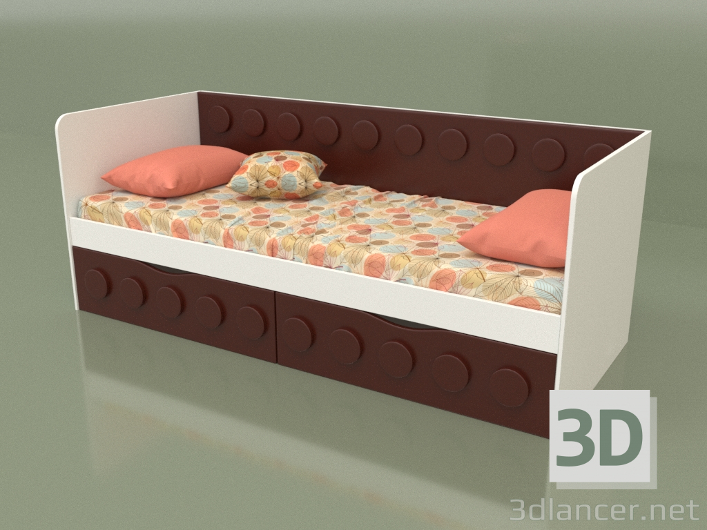 3D modeli Gençler için 2 çekmeceli çekyat (Arabika) - önizleme