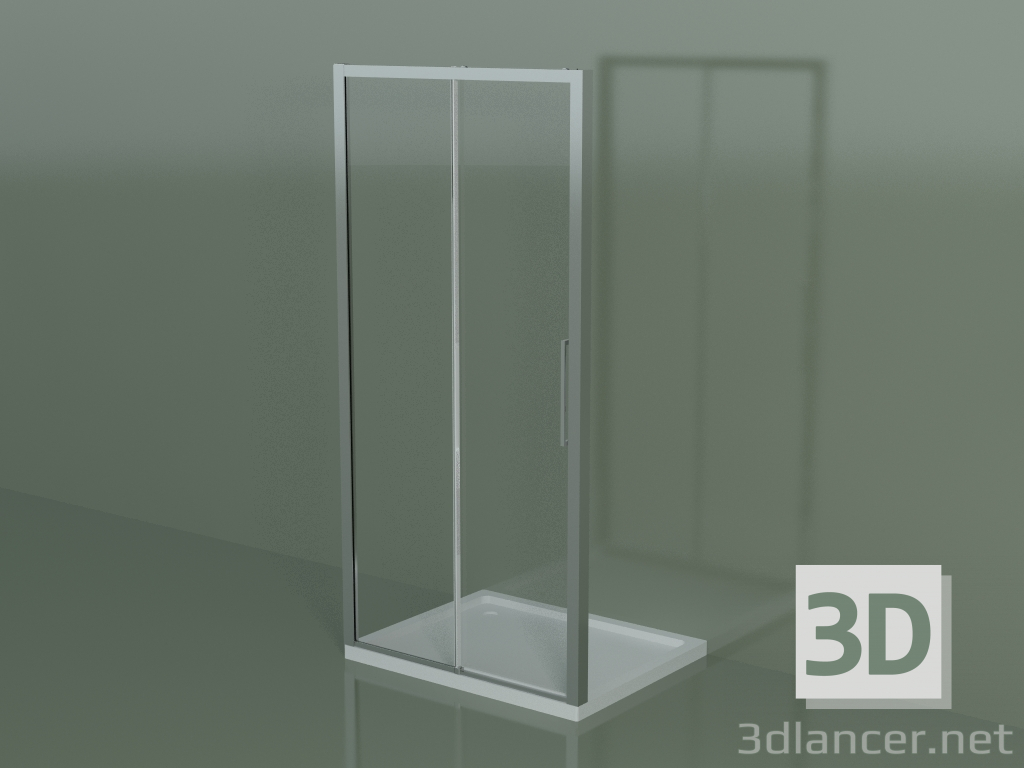 modello 3D Box doccia scorrevole ZN 100, per piatto doccia in nicchia - anteprima