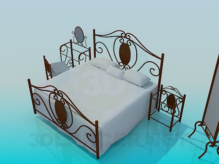 3d model A set of furniture in the bedroom - preview 3d model A set of furniture in the bedroom - preview