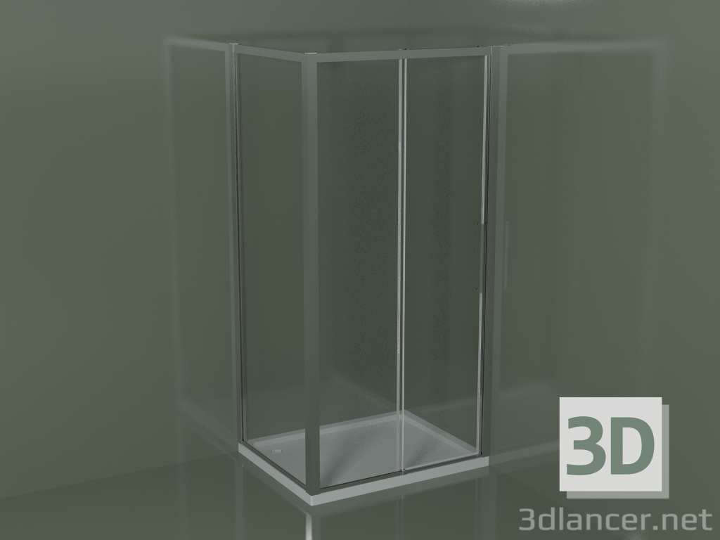 modèle 3D Cabine de douche d'angle ZN + ZG 100 avec porte coulissante - preview