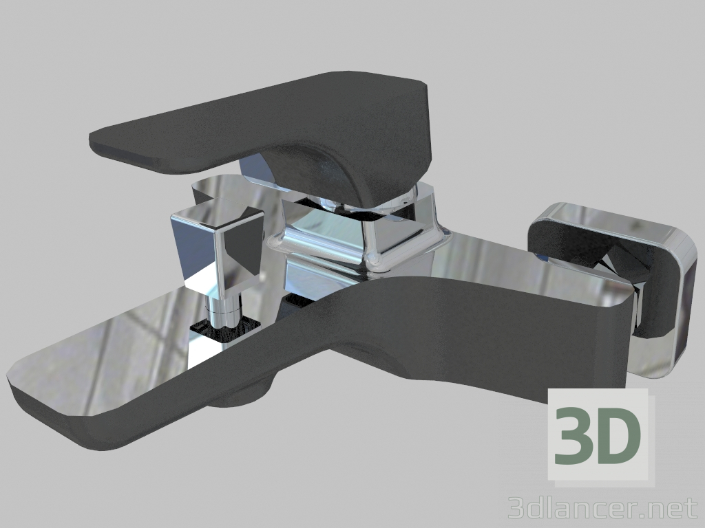 3d модель Настінний змішувач для ванни без душового комплекту - хром чорний Hiacynt (BQH B100) – превью