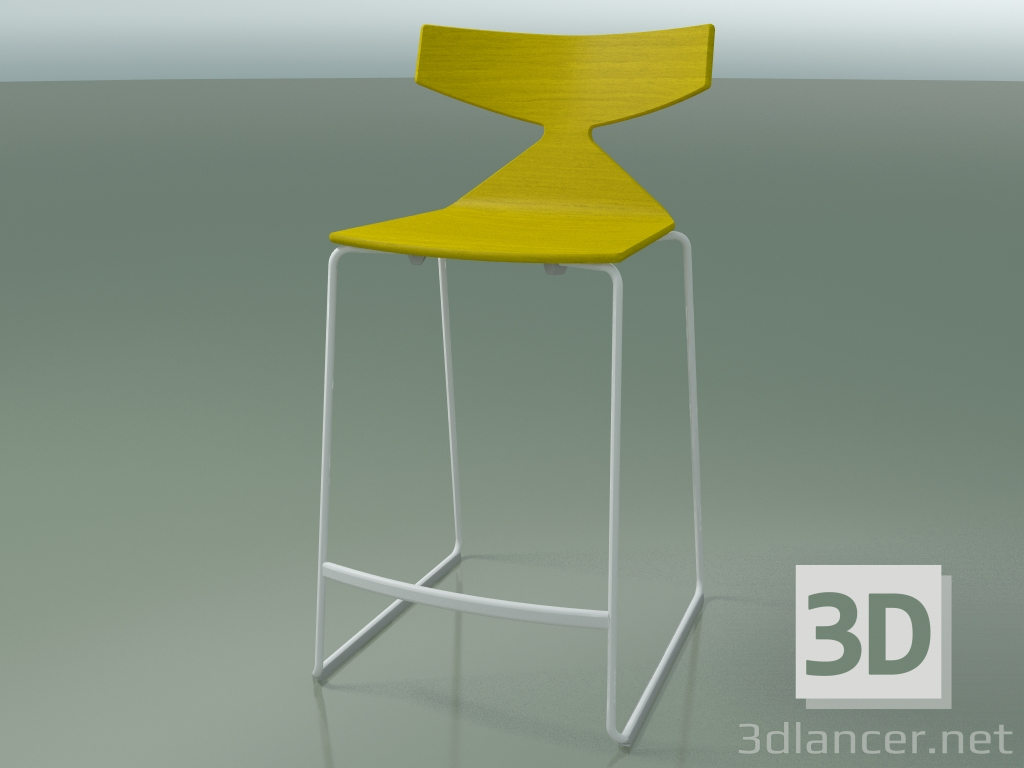 modello 3D Sgabello da bar impilabile 3703 (giallo, V12) - anteprima