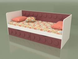 Sofá cama para adolescentes con 2 cajones (Burdeos)