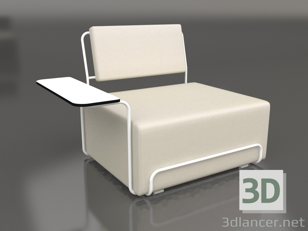 modello 3D Poltrona lounge con bracciolo sinistro (Bianco) - anteprima